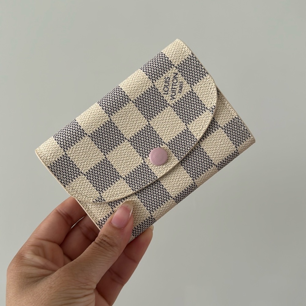 {Louis Vuitton} BNWT Damier Azur Rose Ballerine Rosalie Wallet